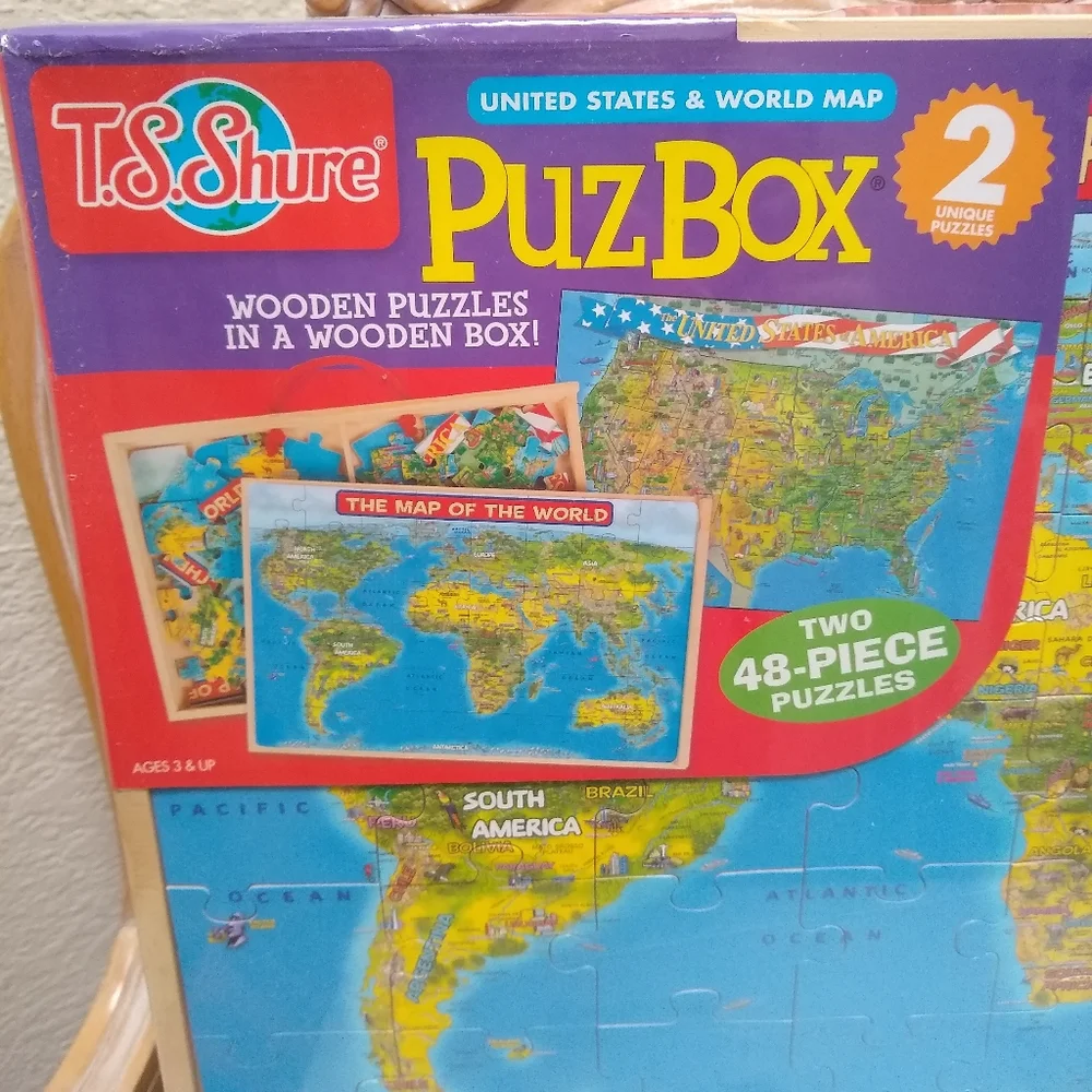 T.S. Shure PuzzBox United States & World Map